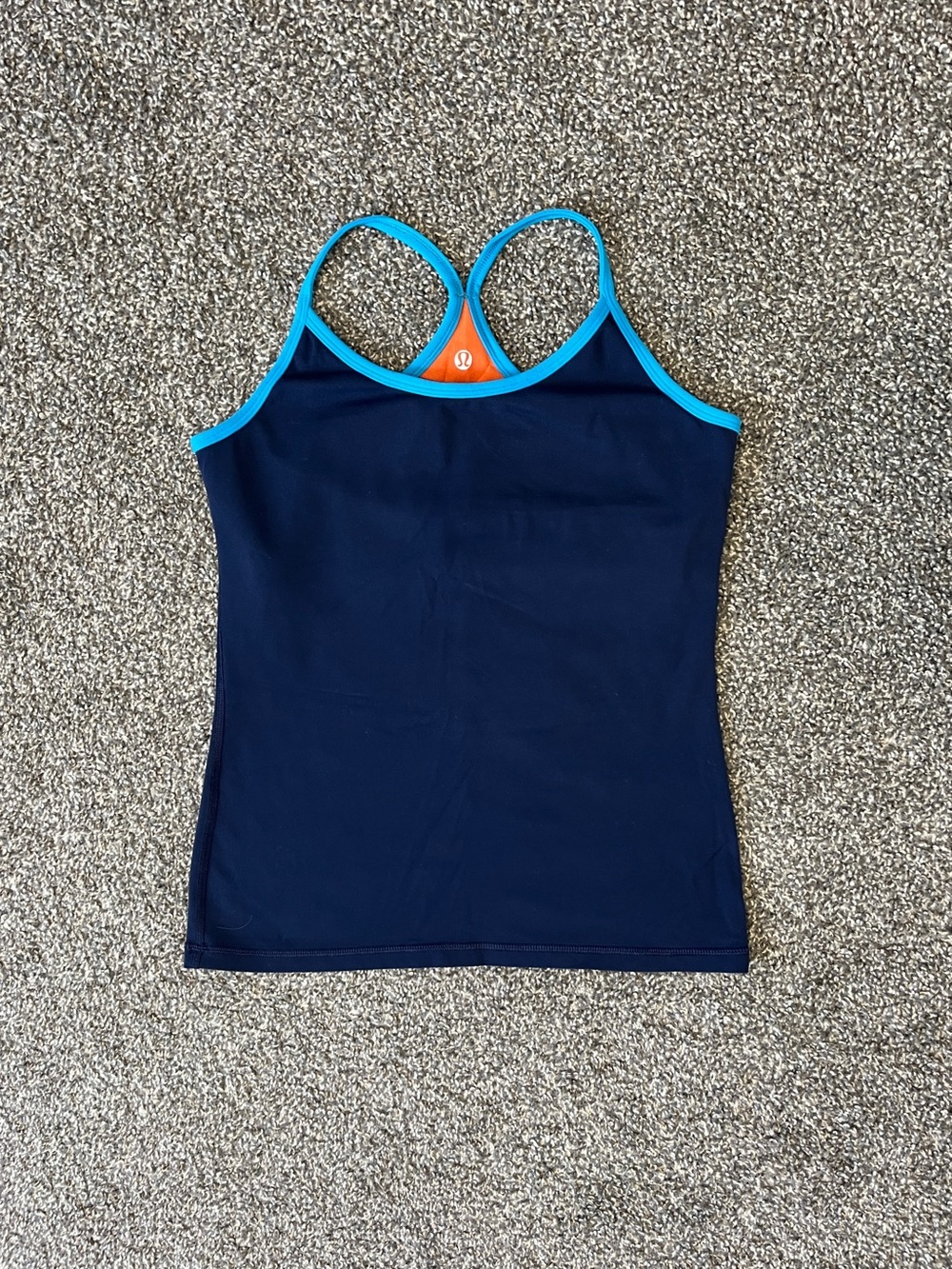 lululemon athletica Reversible Navy Power Y Tank with Bright Blue Trim Size 8 - Picture 3 of 10